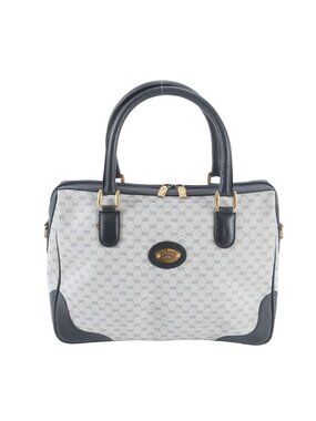 Gucci Vintage Micro GG 002 58 Leather Handbag Tote Navy